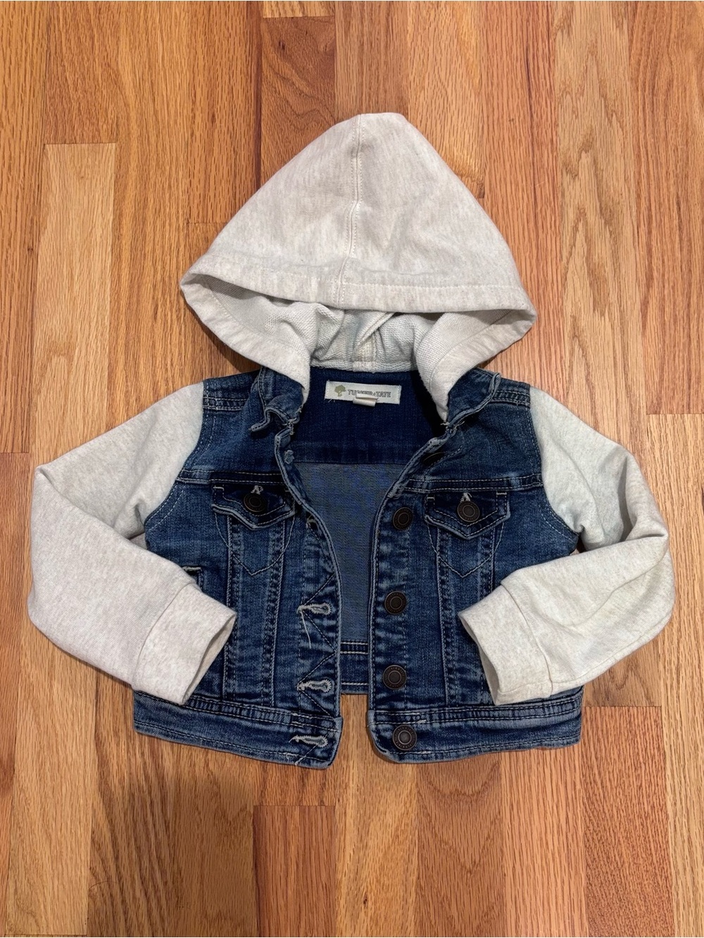 Tucker + Tate Hooded Denim Jacket | Size 2T | Rainbow Heart Back